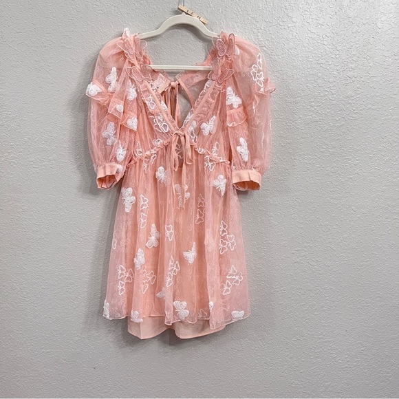 For love and lemons light peach lace mini dress in size small - Picture 2 of 16